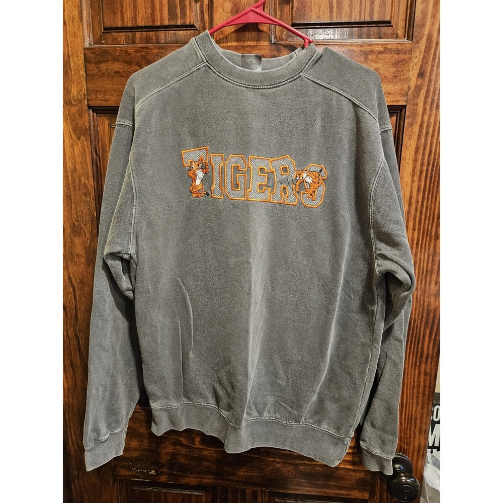 Vintage Clemson Auburn Tigers Sweatshirt Chroma Zone Anvil Grey Unisex Medium